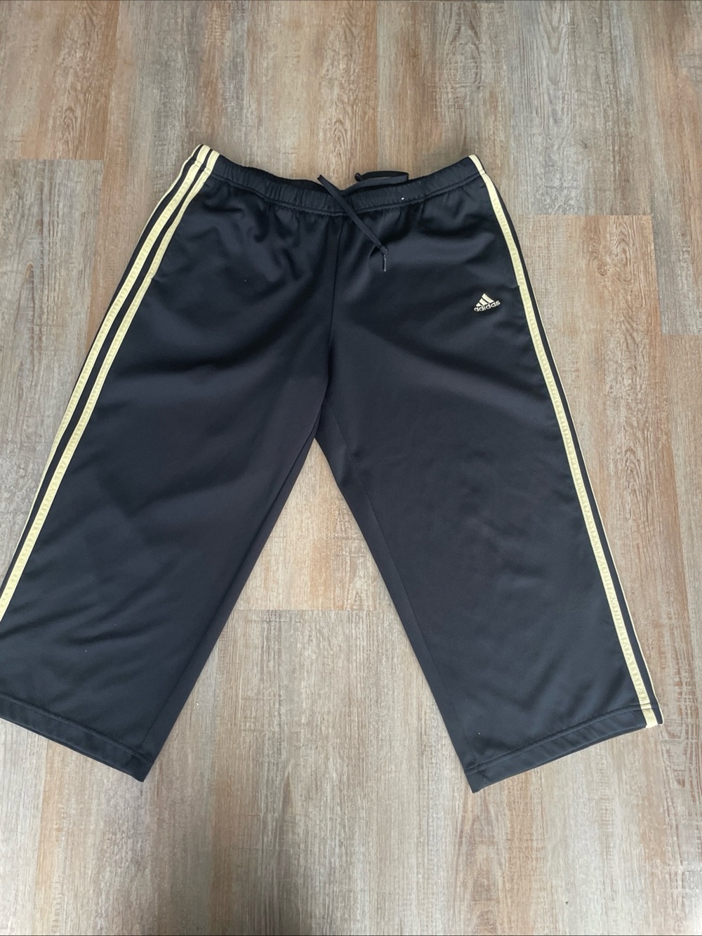 Vintage Adidas Capri Pants Womens Large Black Wide Leg Track - Picture 6 of 7